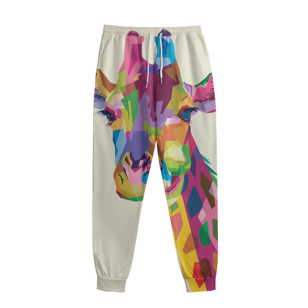 Colorful Giraffe Portrait Print Sweatpants