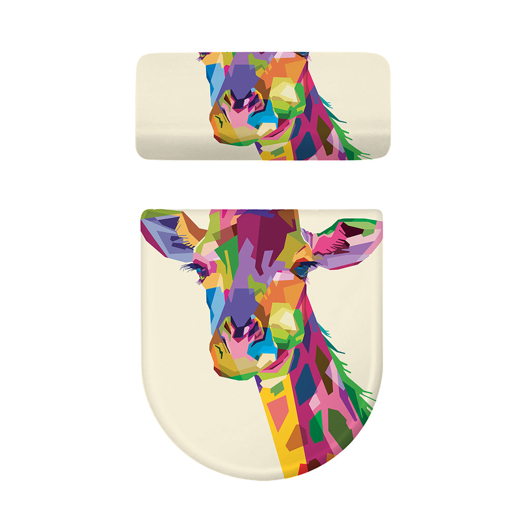 Colorful Giraffe Portrait Print Toilet Lid And Tank Cover Set