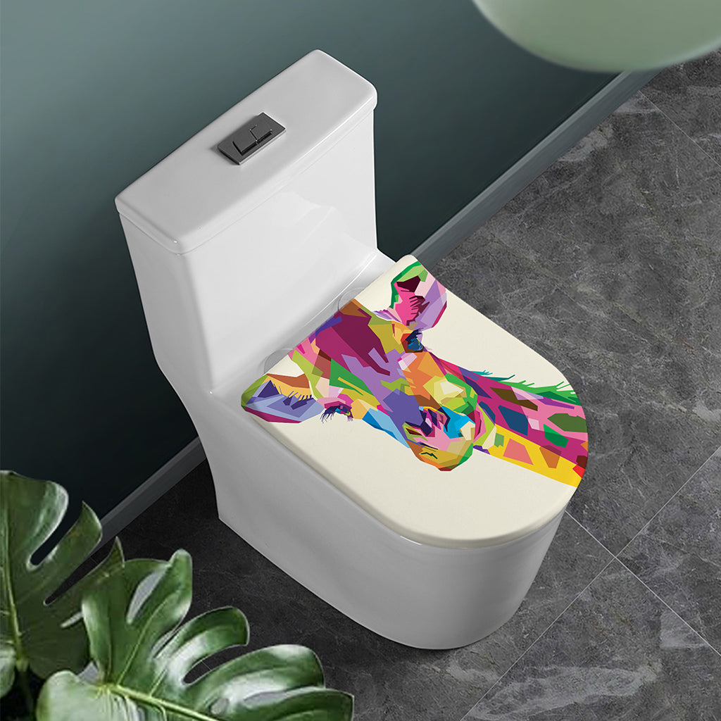 Colorful Giraffe Portrait Print Toilet Lid Cover