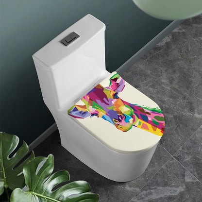 Colorful Giraffe Portrait Print Toilet Lid Cover