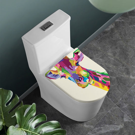 Colorful Giraffe Portrait Print Toilet Lid Cover