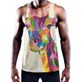 Colorful Giraffe Portrait Print Men's Workout Tank Top