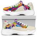 Colorful Giraffe Portrait Print White Chunky Shoes