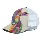 Colorful Giraffe Portrait Print White Mesh Trucker Cap