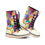 Colorful Giraffe Portrait Print Winter Boots