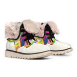 Colorful Giraffe Portrait Print Winter Boots