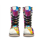 Colorful Giraffe Portrait Print Winter Boots