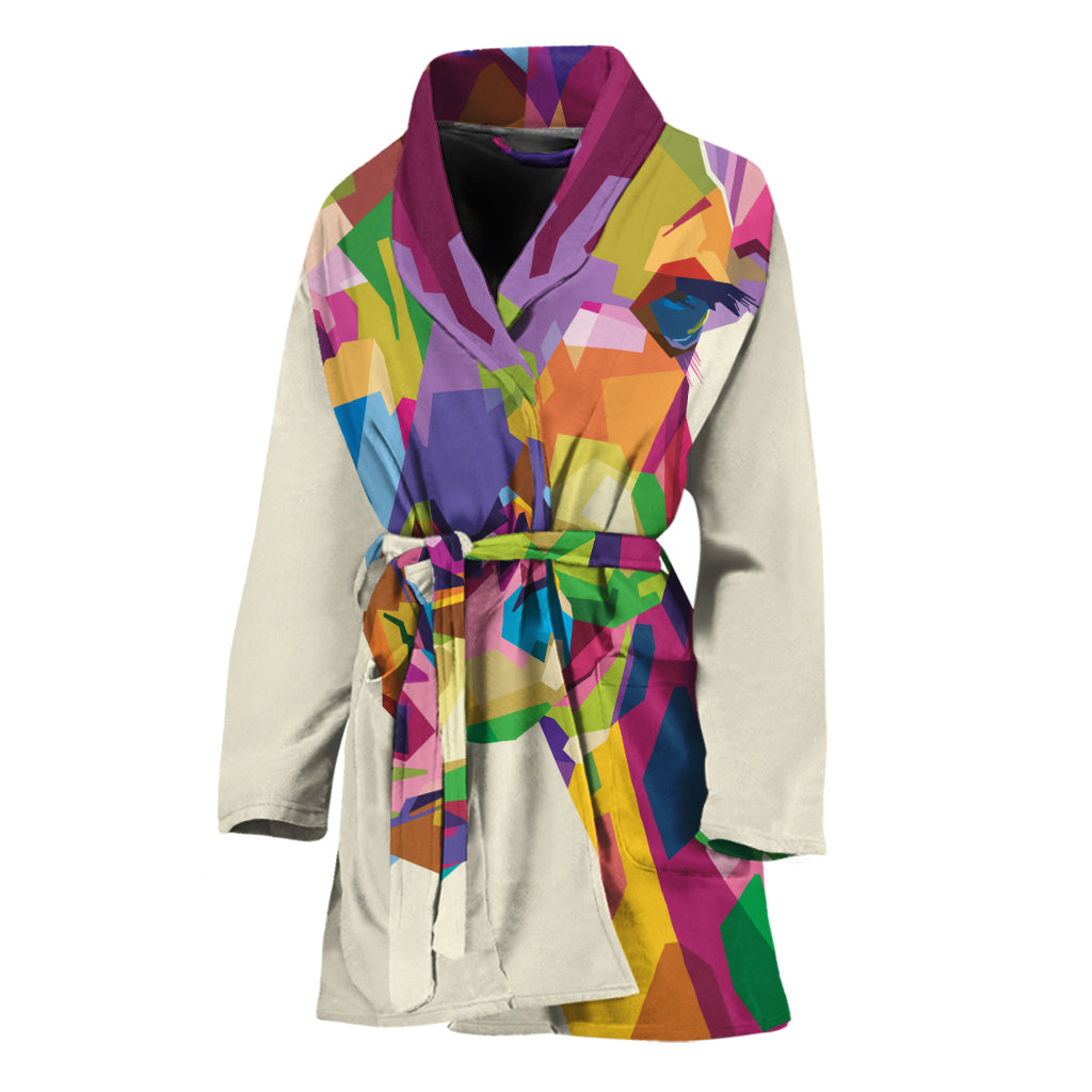 Colorful Giraffe Portrait Print Women's Bathrobe