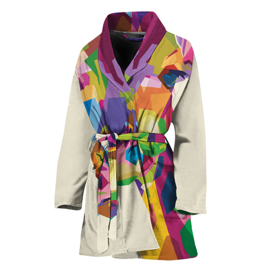 Colorful Giraffe Portrait Print Women's Bathrobe