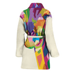 Colorful Giraffe Portrait Print Women's Bathrobe