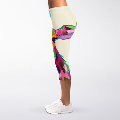 Colorful Giraffe Portrait Print Women's Capri Leggings