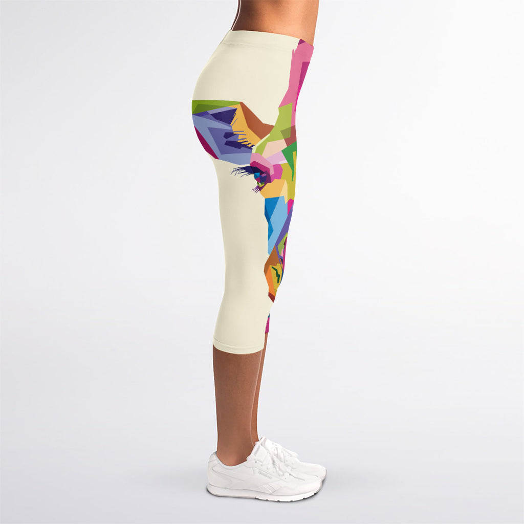 Colorful Giraffe Portrait Print Women's Capri Leggings