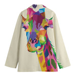 Colorful Giraffe Portrait Print Women's Cotton Blazer