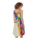 Colorful Giraffe Portrait Print Women's Sleeveless Dress