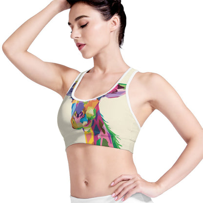 Colorful Giraffe Portrait Print Women's Sports Bra