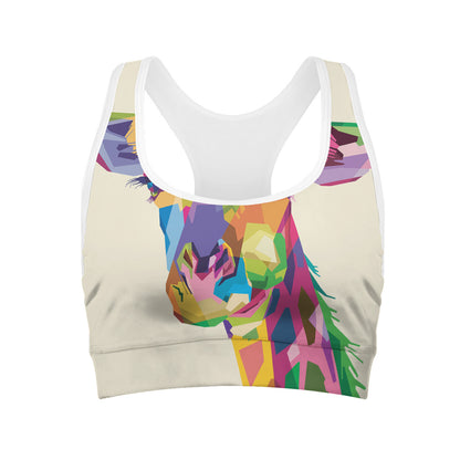 Colorful Giraffe Portrait Print Women's Sports Bra