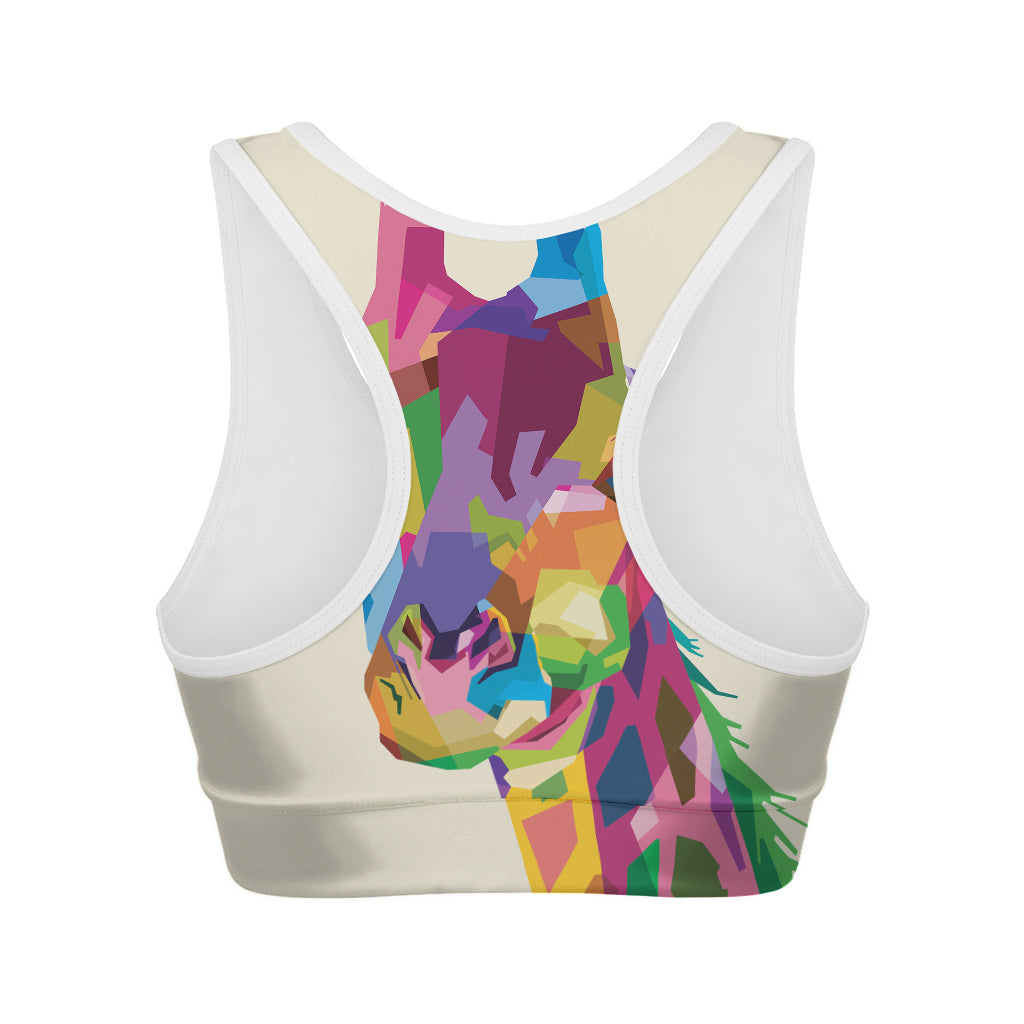 Colorful Giraffe Portrait Print Women's Sports Bra