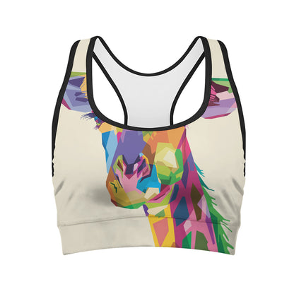 Colorful Giraffe Portrait Print Women's Sports Bra