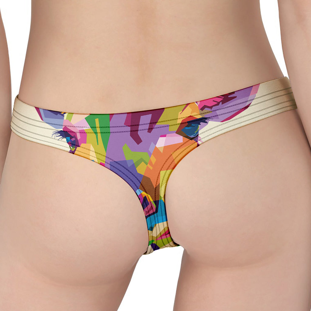 Colorful Giraffe Portrait Print Women's Thong