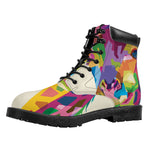 Colorful Giraffe Portrait Print Work Boots