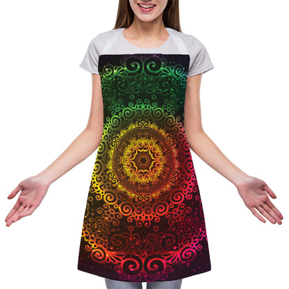 Colorful Gradient Mandala Print Adjustable Apron