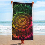 Colorful Gradient Mandala Print Beach Towel