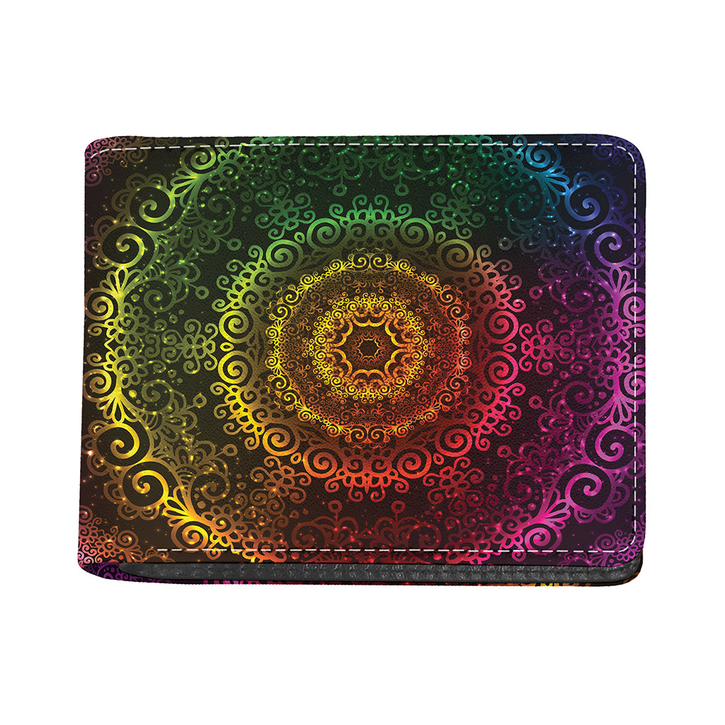 Colorful Gradient Mandala Print Bifold Wallet
