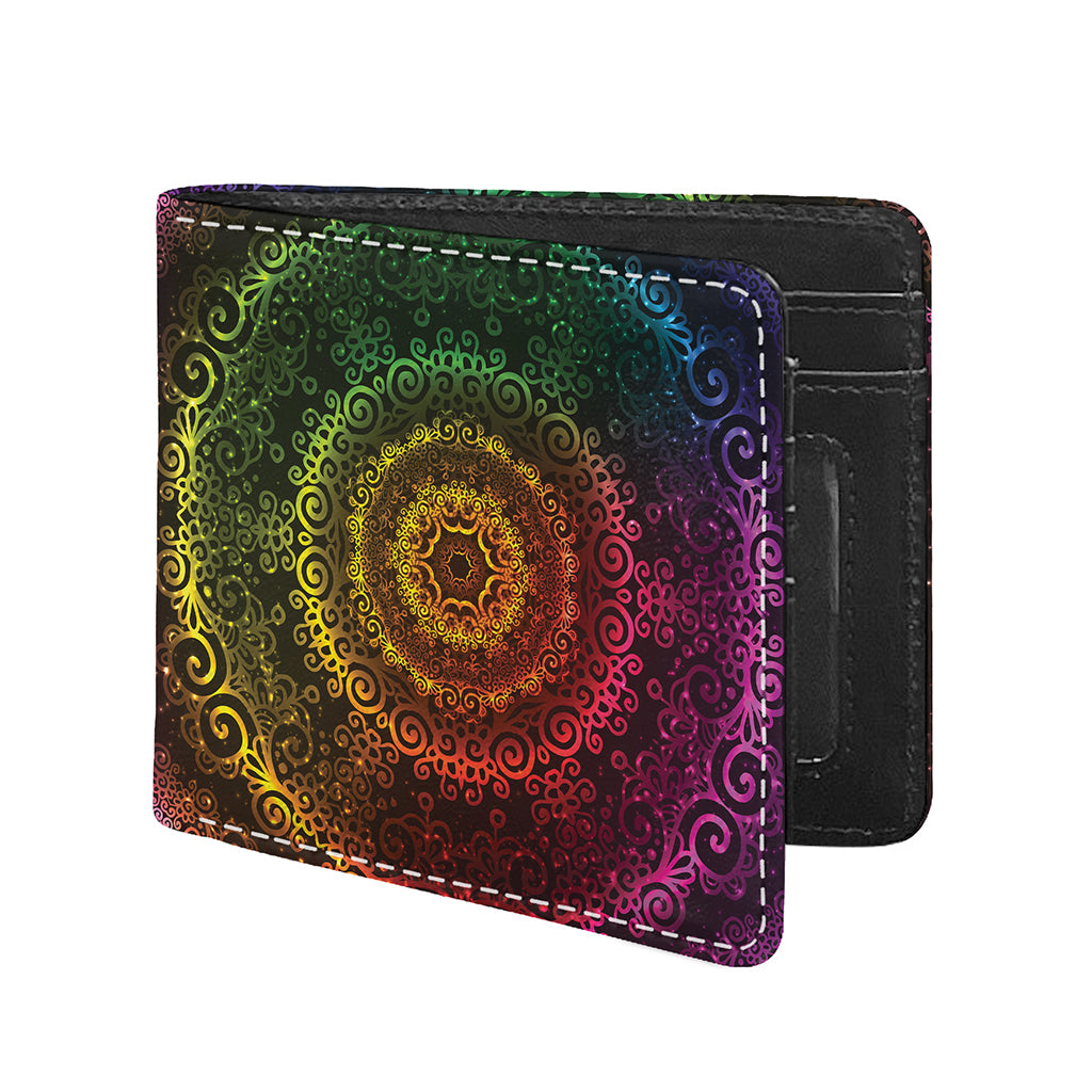 Colorful Gradient Mandala Print Bifold Wallet