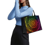 Colorful Gradient Mandala Print Canvas Tote Bag