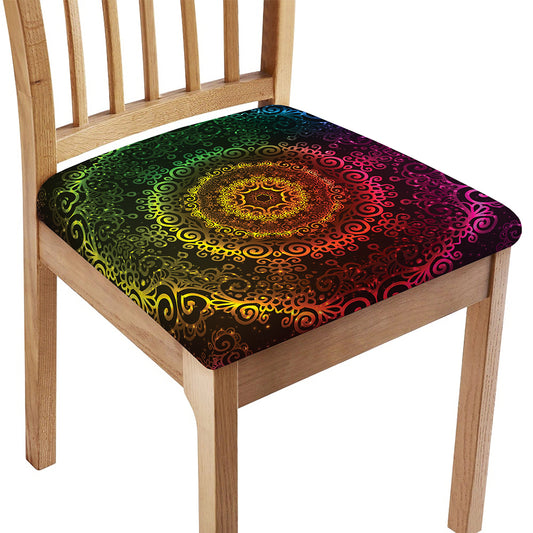 Colorful Gradient Mandala Print Chair Cushion Cover