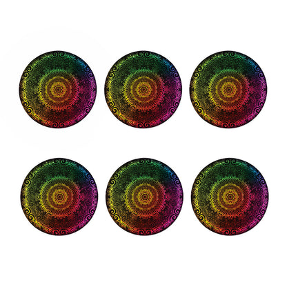 Colorful Gradient Mandala Print Coaster Set