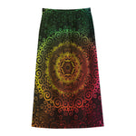 Colorful Gradient Mandala Print Cotton Front Slit Maxi Skirt