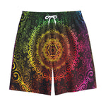 Colorful Gradient Mandala Print Cotton Shorts