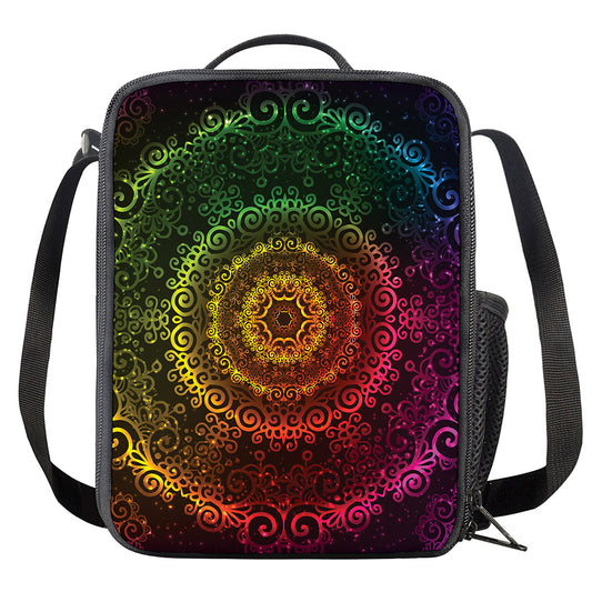 Colorful Gradient Mandala Print Crossbody Lunch Bag
