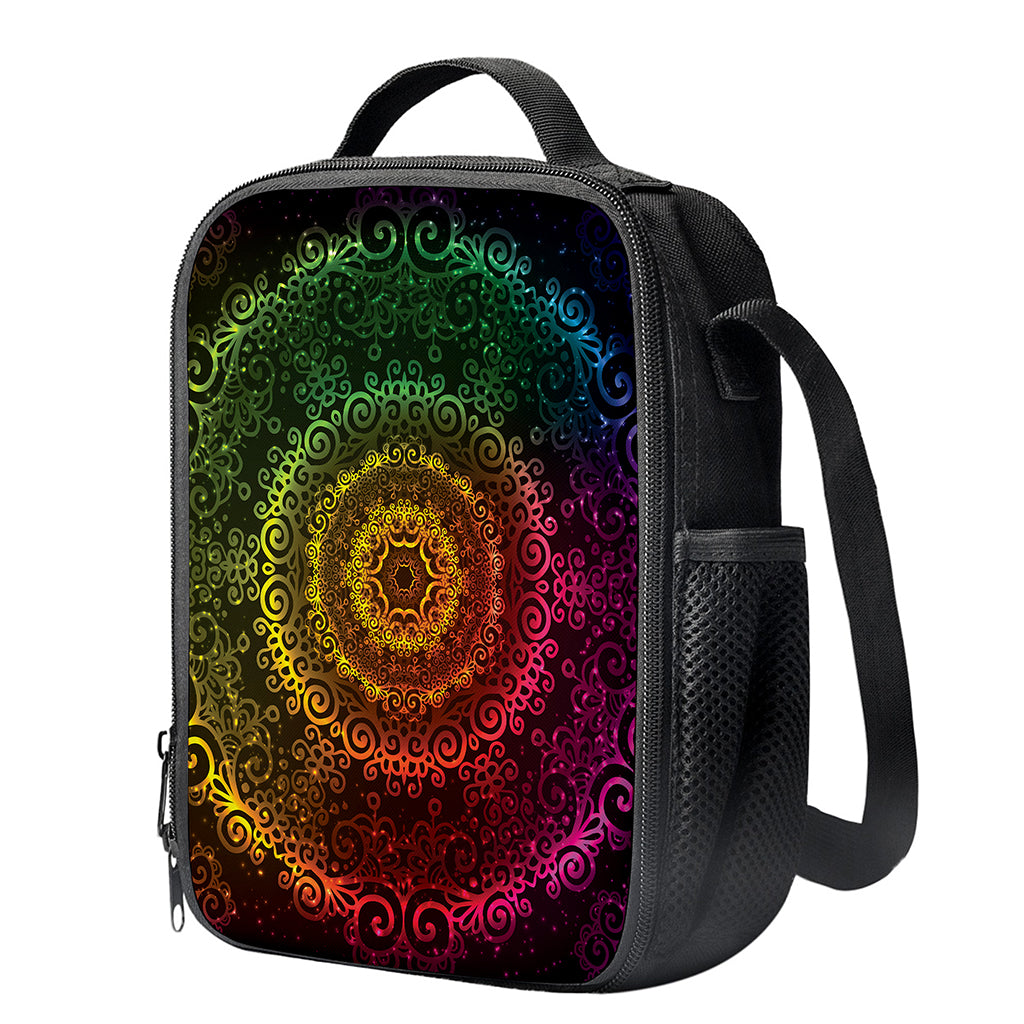 Colorful Gradient Mandala Print Crossbody Lunch Bag