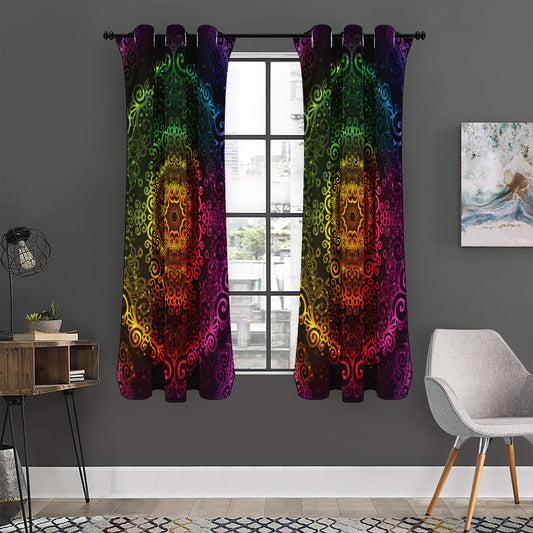 Colorful Gradient Mandala Print Curtain