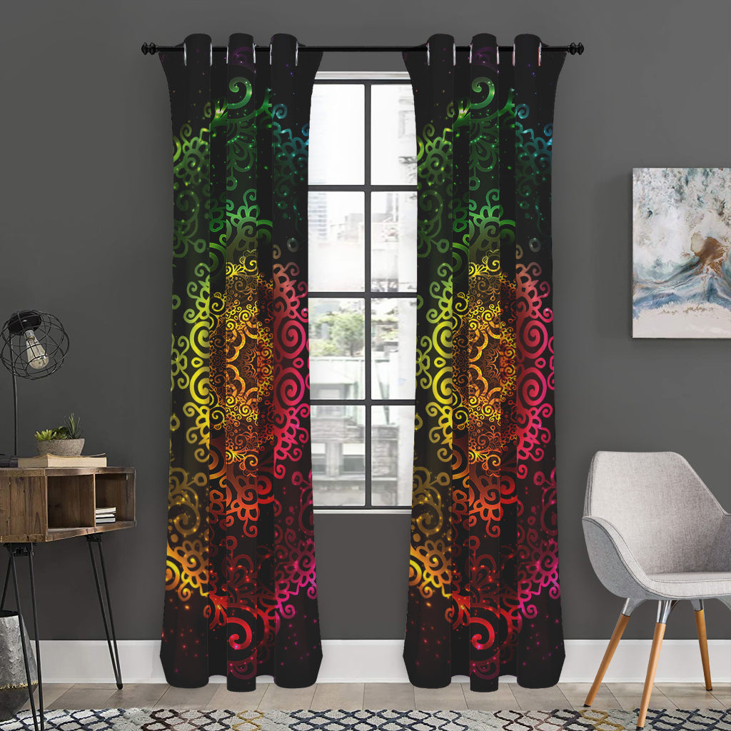 Colorful Gradient Mandala Print Curtain