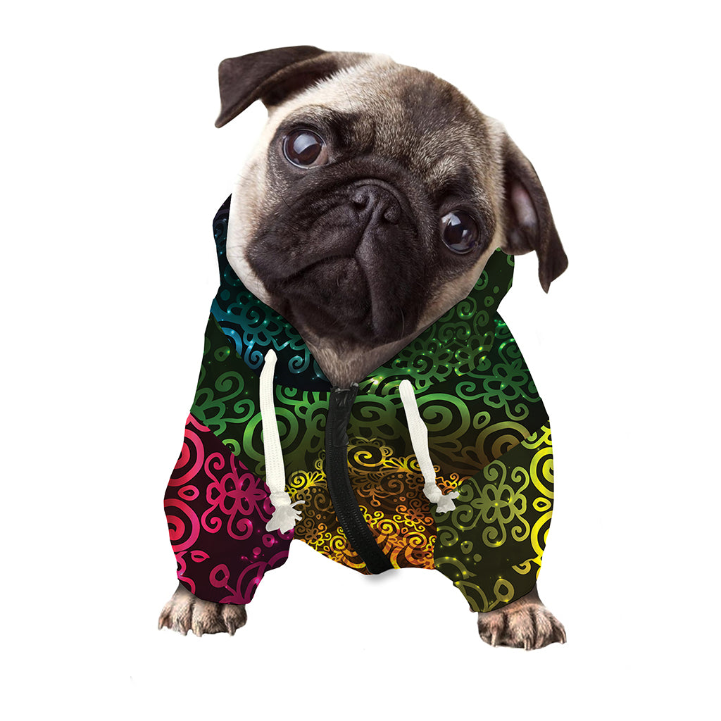 Colorful Gradient Mandala Print Dog Zip Up Hoodie