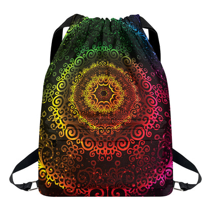 Colorful Gradient Mandala Print Drawstring Backpack