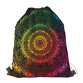Colorful Gradient Mandala Print Drawstring Bag
