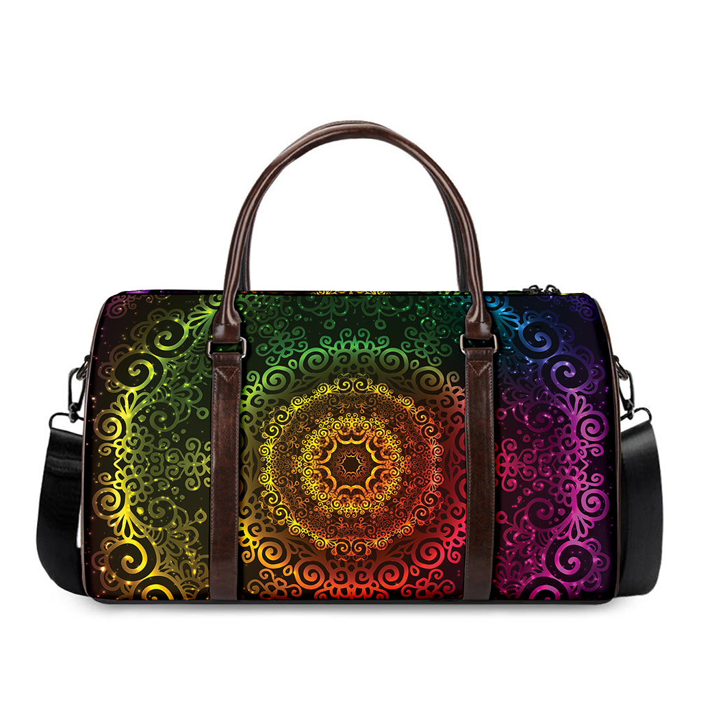 Colorful Gradient Mandala Print Duffle Bag