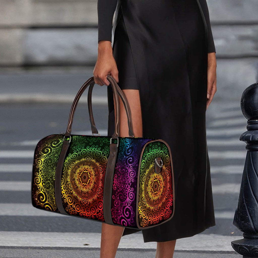 Colorful Gradient Mandala Print Duffle Bag
