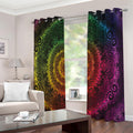 Colorful Gradient Mandala Print Extra Wide Grommet Curtains