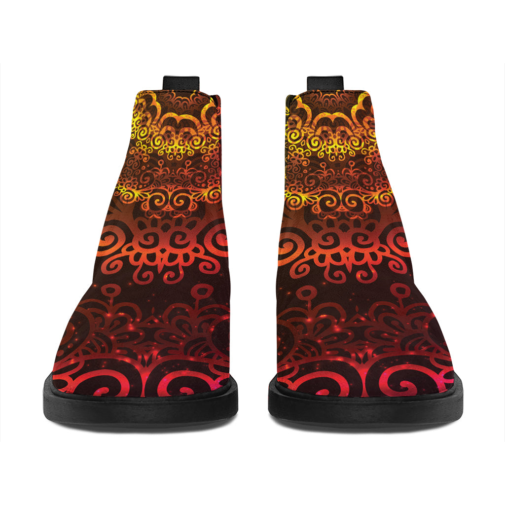 Colorful Gradient Mandala Print Flat Ankle Boots
