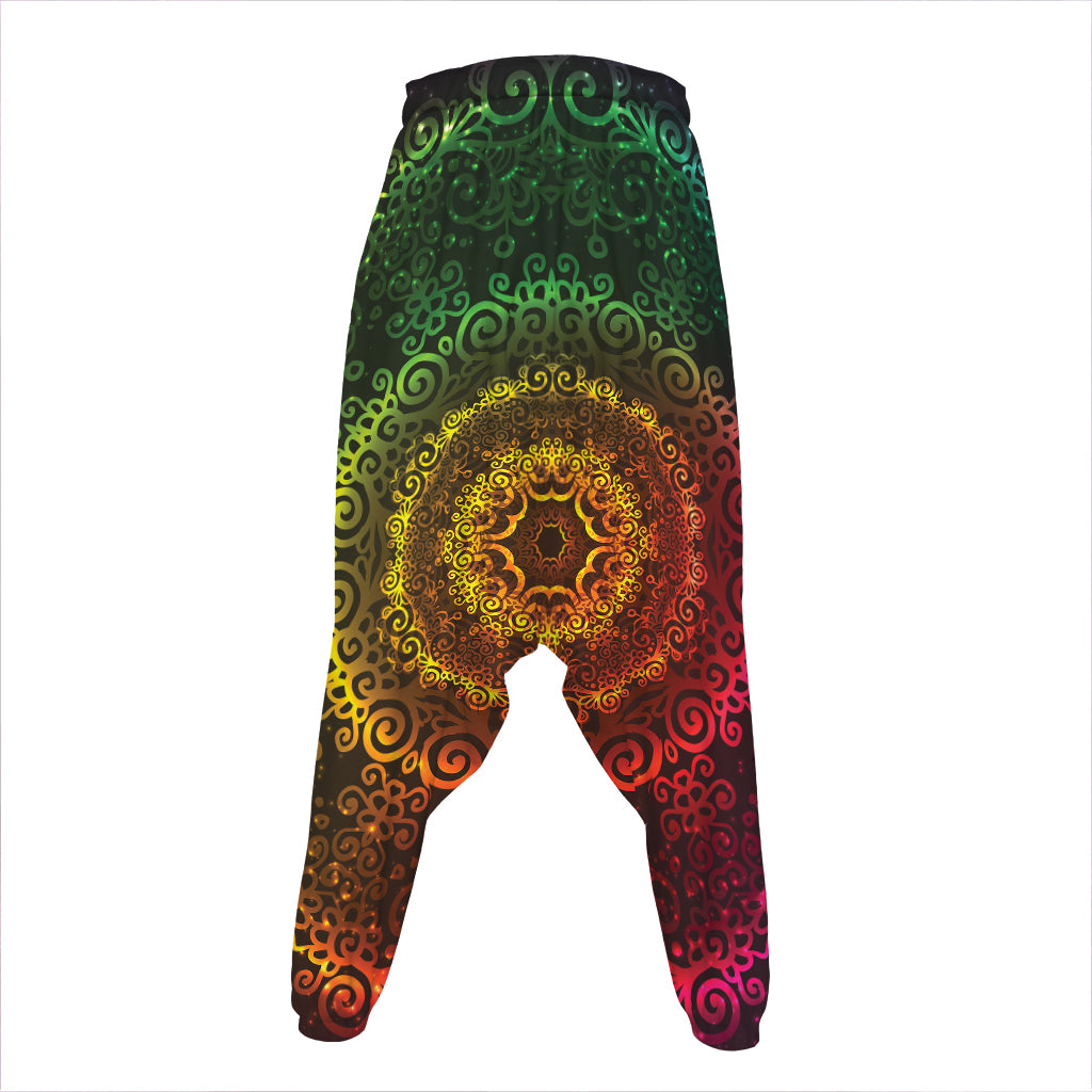 Colorful Gradient Mandala Print Hammer Pants