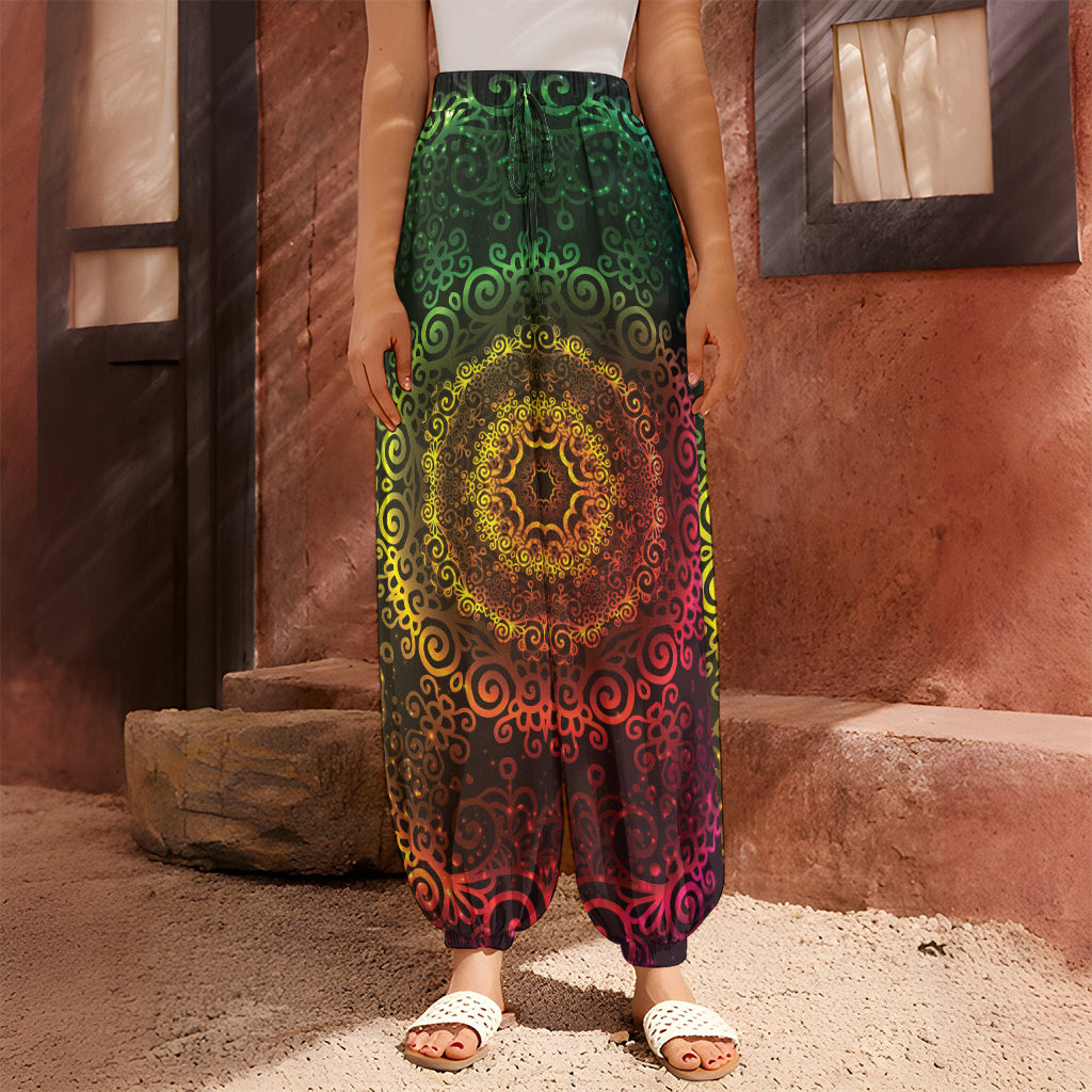 Colorful Gradient Mandala Print Harem Pants