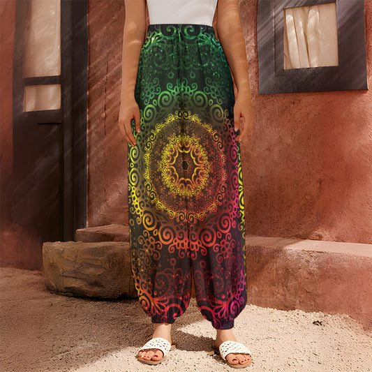 Colorful Gradient Mandala Print Harem Pants