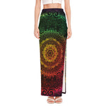 Colorful Gradient Mandala Print High Slit Maxi Skirt