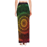 Colorful Gradient Mandala Print High Slit Maxi Skirt