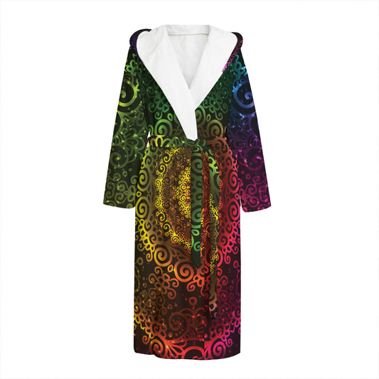 Colorful Gradient Mandala Print Hooded Bathrobe